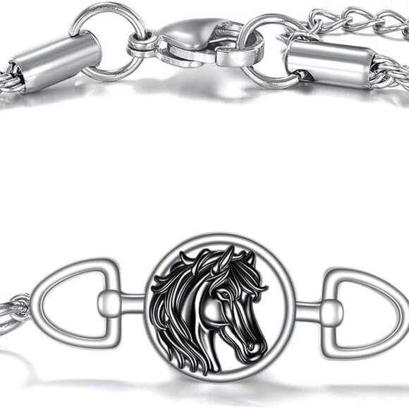 Stainless Steel Horse Snaffle Bit Bracelet Equestrian Jewelry for Women NWT - Picture 6 of 6